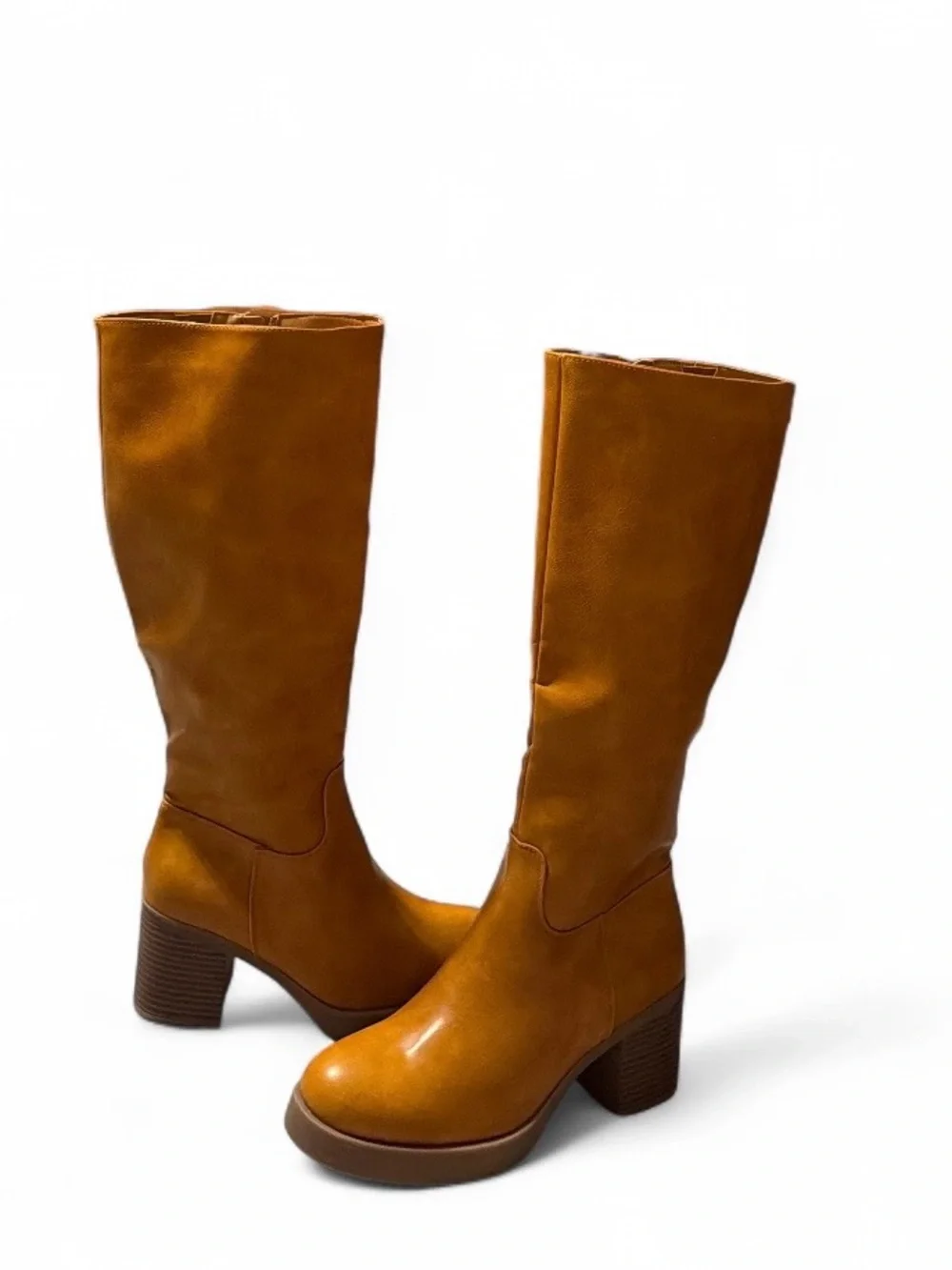 NEW Women's Over-the-Knee Leather Boots in Cognac Brown size 39 US=8-8.5